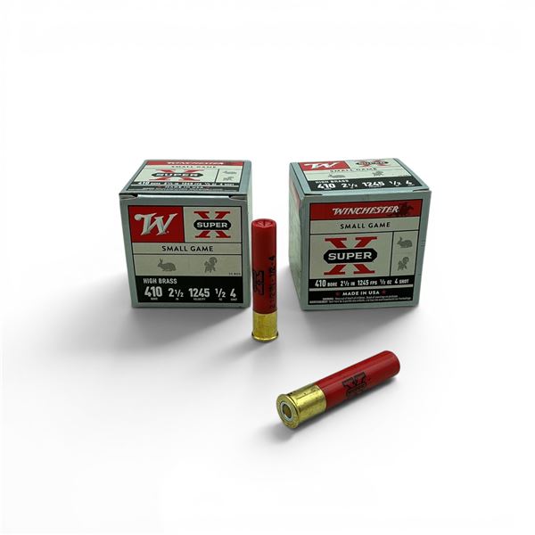 Winchester Super X Small Game 410 Ga, 2-1/2", 1/2 oz, #4 Shot High Brass Ammunition, 50 Rounds