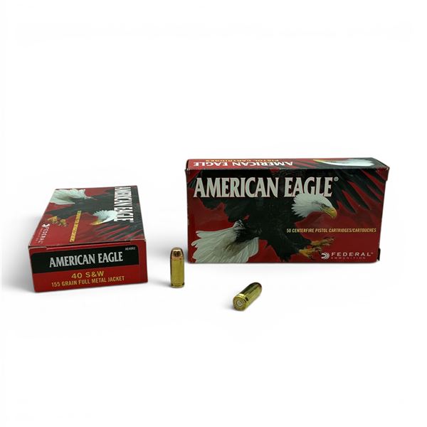Federal American Eagle 40 S&W, 155 Grain FMJ Ammunition, 100 Rounds
