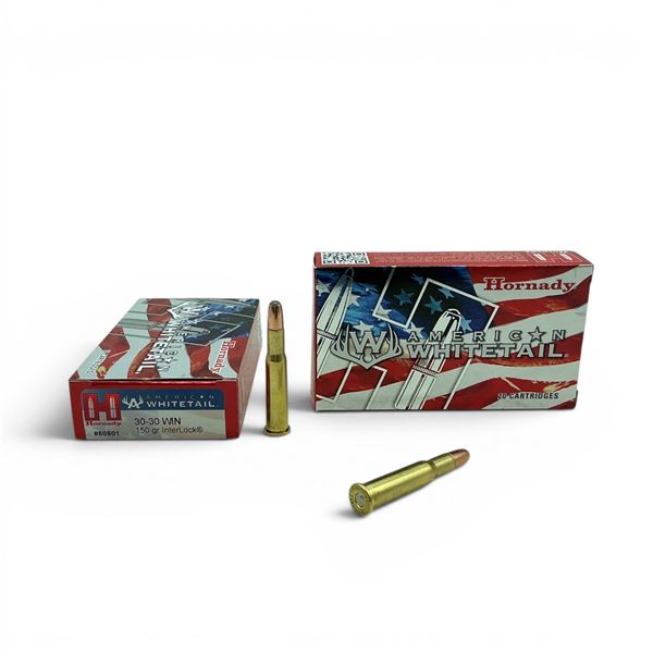 Hornady American Whitetail 30-30 Win, 150 Grain Interlock Ammunition, 40 Rounds