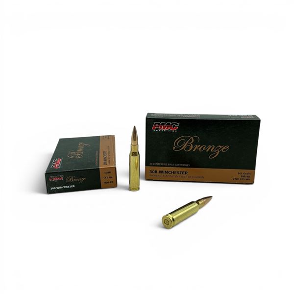 PMC Bronze 308 Win, 147 Grain FMJ-BT Ammunition, 40 Rounds
