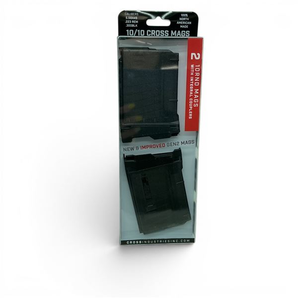 Cross Industries Gen 2 10/10 5.56/ 223 Rem/ 300 BLK 10 Round Pistol Mags X 2 with Integral Couplers