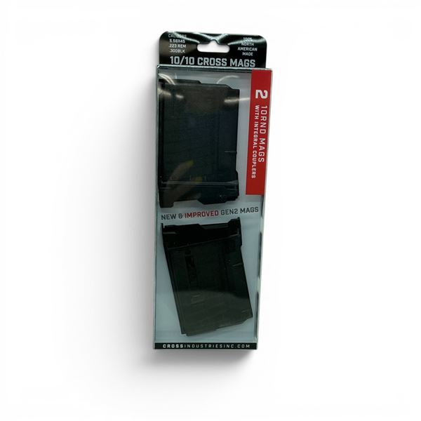 Cross Industries Gen 2 10/10 5.56/ 223 Rem/ 300 BLK 10 Round Pistol Mags X 2 with Integral Couplers