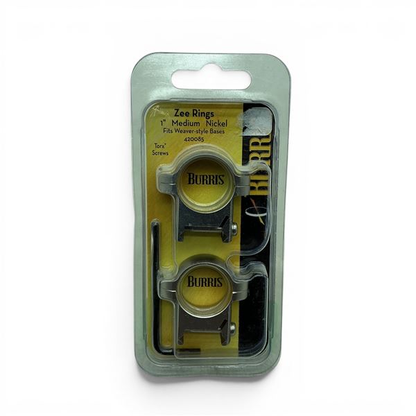 Burris 1" ZEE Rings, Medium for Weaver-Style Bases, Nickle Finish, New