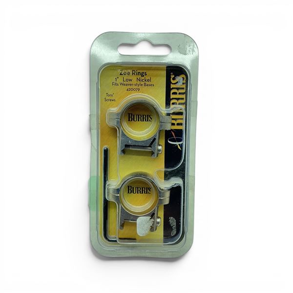 Burris 1" ZEE Rings, Low for Weaver-Style Bases, Nickle Finish, New