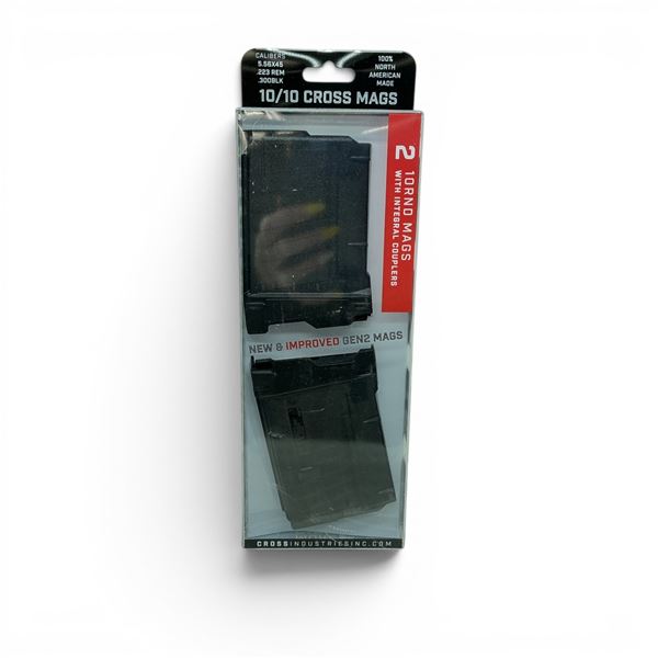 Cross Industries Gen 2 10/10 5.56/ 223 Rem/ 300 BLK 10 Round Pistol Mags X 2 with Integral Couplers