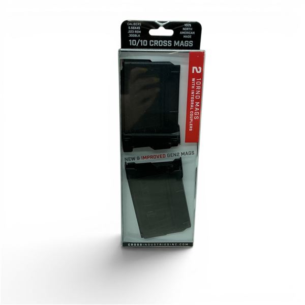 Cross Industries Gen 2 10/10 5.56/ 223 Rem/ 300 BLK 10 Round Pistol Mags X 2 with Integral Couplers