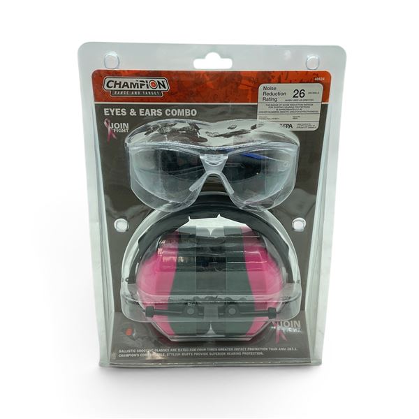 Champion Range and Target Eyes and 26 dB NRR Ears Combo, Pink, New