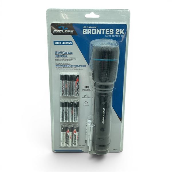 Cyclops Brontes 2000 Lumens Flashlight with 20 Watt LED Bulb, New