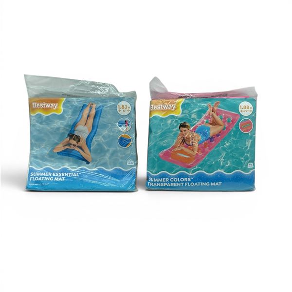 BestWay Summer Essential Floating Mat 6' X 27" and Summer Colours Transparent Floating Mat, 6', New