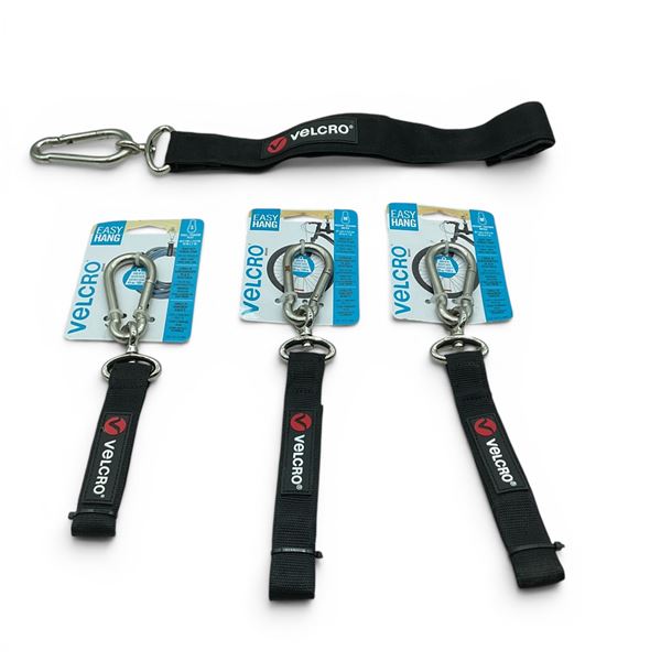 Velcro Easy Hang Heavy Duty Storage Strap, Medium X 3 Qty, New and Velcro Carabiner Storage Strap