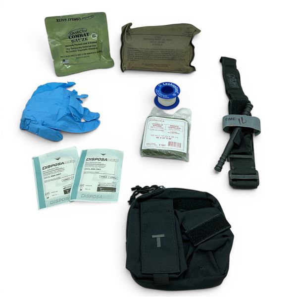 IFAK First Aid Kit, Contains Bandages, Tourniquet, Gloves, Tape and Pouch