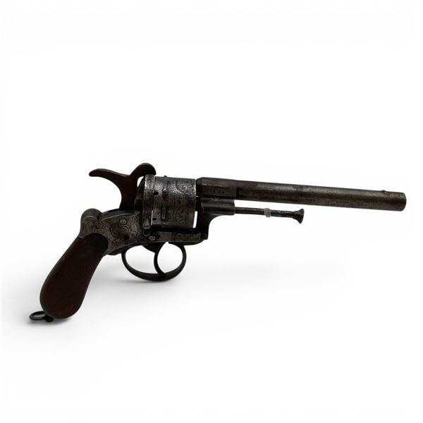 Belgian Pinfire Revolver 6.25" Barrel Wood Grips, Antique