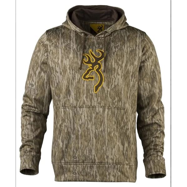 Browning Tech Hooded Sweatshirt, Mossy Oak Bottomland Camo, Size: Large, New