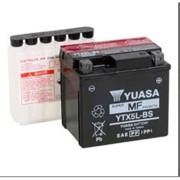 Yuasa Powersports and Specialty YTX5L-BS Maintenance Free AGM Battery, New