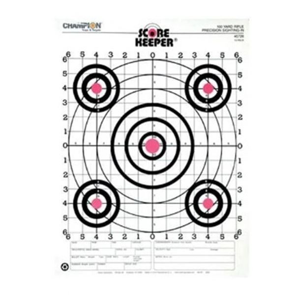 Champion Scorekeeper 100 Yard Rifle Precision Sight-In Targets, 12 Pack, New