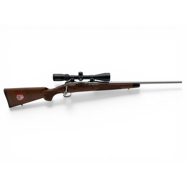 Savage Model 14 Stainless Bolt Action Rifle .243 Win 22" Barrel Wood Stock With Vortex 4-12X44 Scope