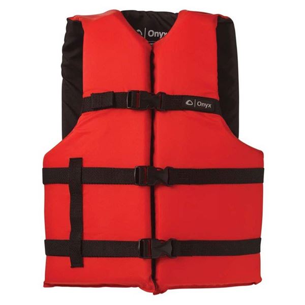 Onyx Universal Adult Life Jacket, Red, for Over 90 Lbs