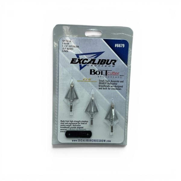 Excalibur Bolt Cutter 125 Grain, 3 Blade Broadheads, 1-1/16" Cut, New