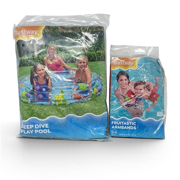 Bestway Fruitastic Armbands, New and Bestway Deep Dive 60" x 12" Play Pool, New