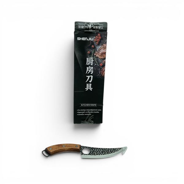 Shenjiu Japanese 6" Fixed Blade Kitchen Knife with Wooden Handle, New