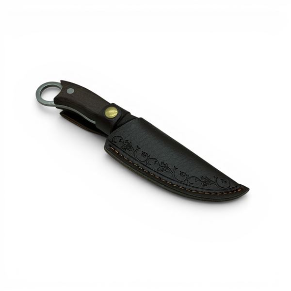 Fixed 4.5" Blade Knife with Wooden Handle and Belt Sheath, New
