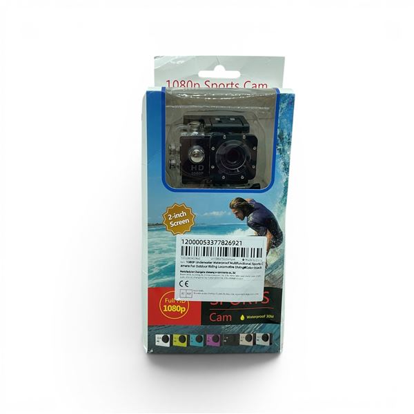 1080p Waterproof Sports Camera with Case and Accessories