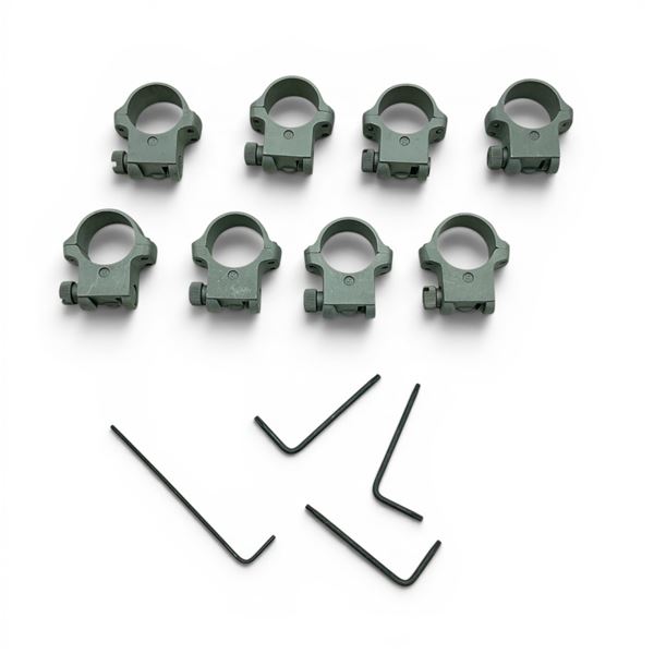 Assorted Scope Rings with Some Hardware, Matte Silver X 8 Qty