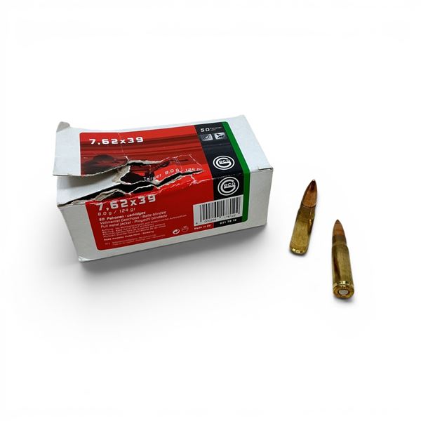 Geco 7.62 x 39, 124 Grain FMJ Ammunition, Approximately 47 Rounds
