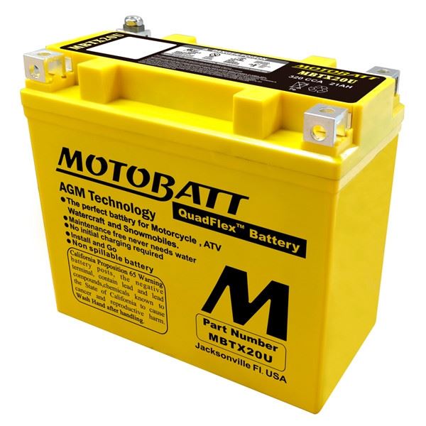 MotoBatt MBTX20U Quad Flex Patented 4 Terminal Battery, New