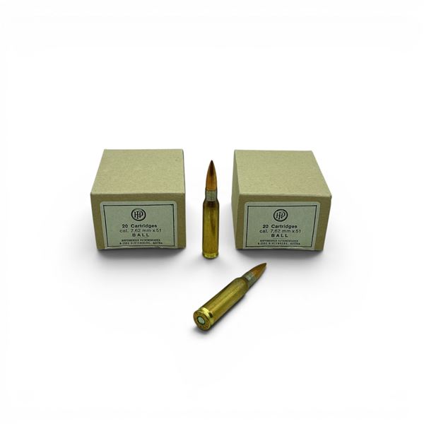 Hirtenberger Patronenfabrik 7.62 X 51 Ball Ammunition, 40 Rounds