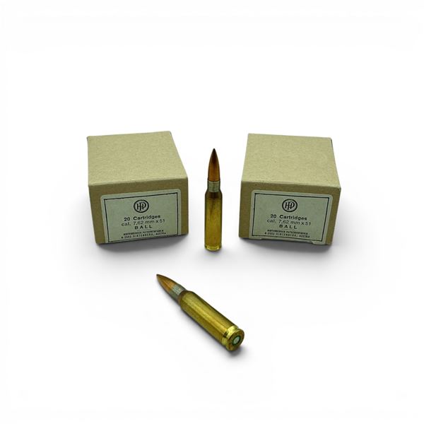 Hirtenberger Patronenfabrik 7.62 X 51 Ball Ammunition, 40 Rounds