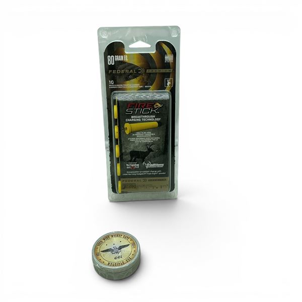 Federal Premium Fire Stick Muzzleloading 80 Grain Charges, Approx 9 and Musket Caps, Approx 90 Qty