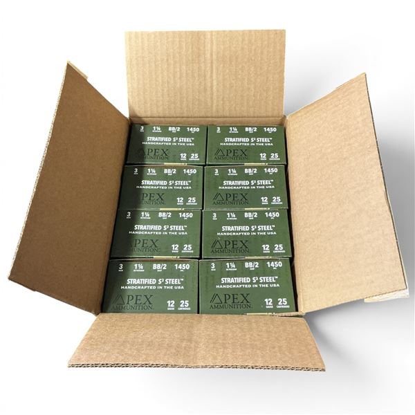 Apex Waterfowl Stratified S3 Steel 12 Ga 3" BB/#2 Ammunition, Case of 200 Rounds