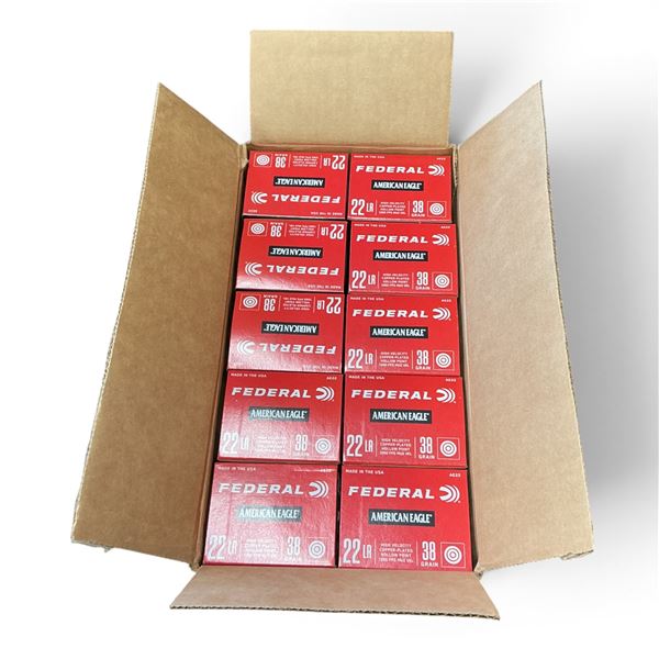 Federal AE22 American Eagle 22 LR HV 38 Grain CPHP Ammunition, 4000 Round Case