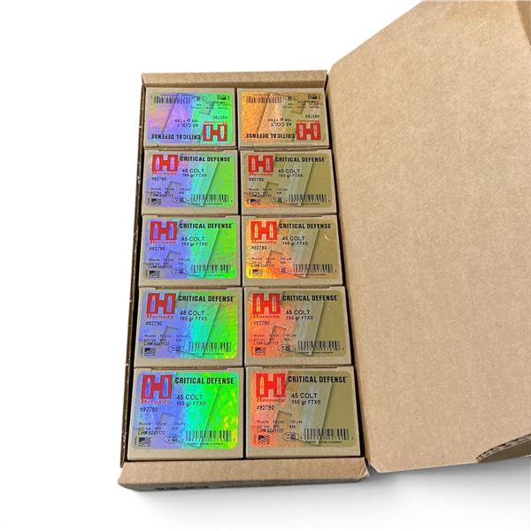 Hornady Critical Defense 45 Colt 185 Grain FTX Ammunition, 200 Round Case