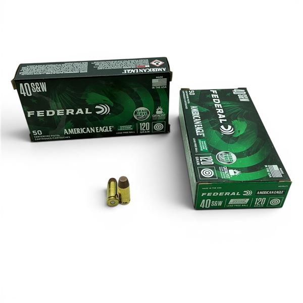 Federal American Eagle Indoor Range Training 40 S & W 120 Grain Lead Free Ball Ammunition 100 Rounds