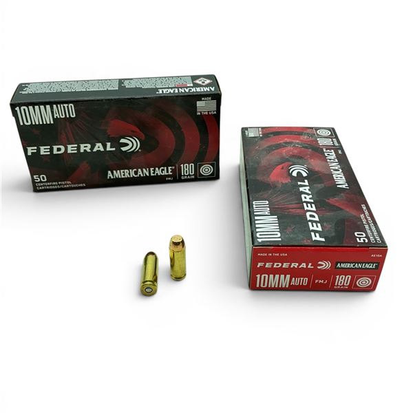 Federal American Eagle 10 mm Auto 180 Grain FMJ Ammunition, 100 Rounds