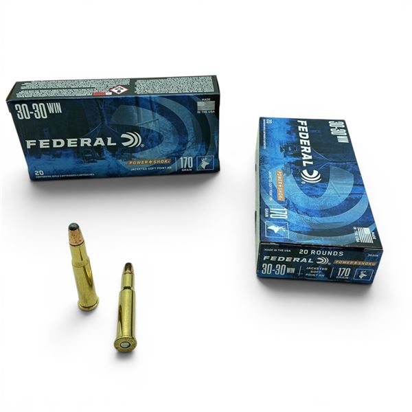 Federal Power Shok 30-30 Win 170 Grain JSP Ammunition, 40 Rounds