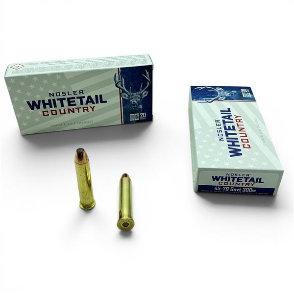 Nosler Whitetail Country 45-70 Gov't 300 Grain Ammunition, 40 Rounds