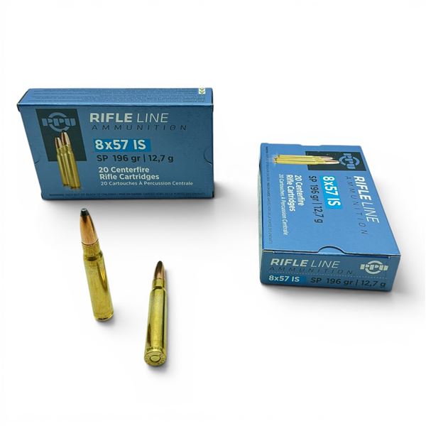 PPU RifleLine 8 X 57 IS 196 Grain SP Ammunition, 40 Rounds