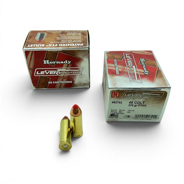Hornady LeveRevolution 45 Colt 225 Grain FTX Ammunition, 40 Rounds
