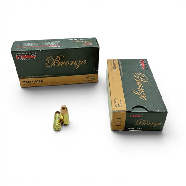 PMC Bronze 9 mm 147 Grain FMJ Ammunition, 100 Rounds
