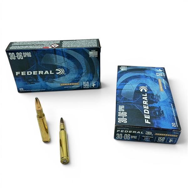 Federal Power Shok 30-06 SPRG 150 Grain JSP Ammunition, 40 Rounds