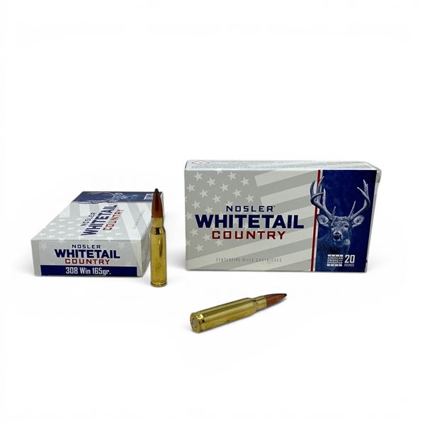 Nosler Whitetail Country 308 Win 165 Grain Ammunition, 40 Rounds