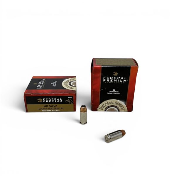 Federal Premium Personal Defense 40 S & W 165 Grain Hydra Shok JHP Ammunition, 40 Rounds