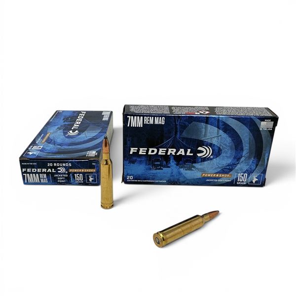 Federal Power Shok 7 mm Rem Mag 150 Grain JSP Ammunition, 40 Rounds