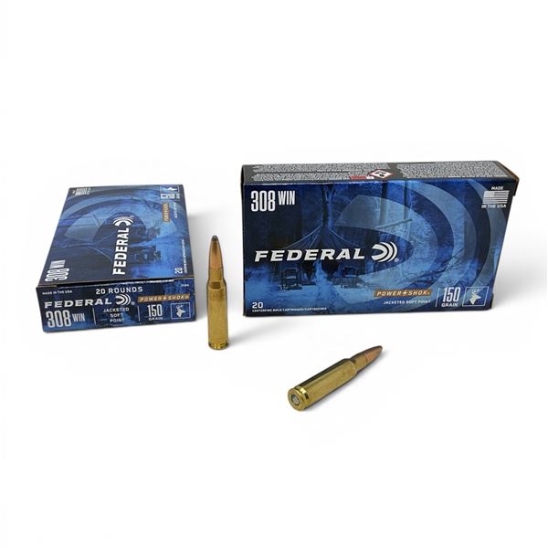 Federal Power Shok 308 Win 150 Grain JSP Ammunition, 40 Rounds