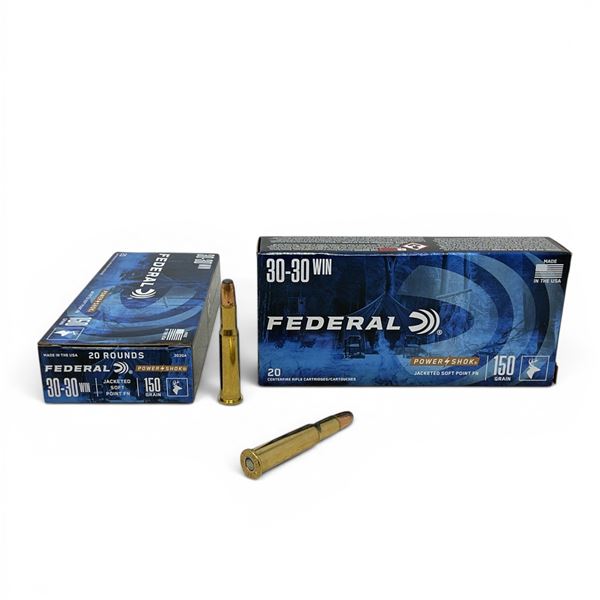 Federal Power Shok 30-30 Win 150 Grain JSP Ammunition, 40 Rounds
