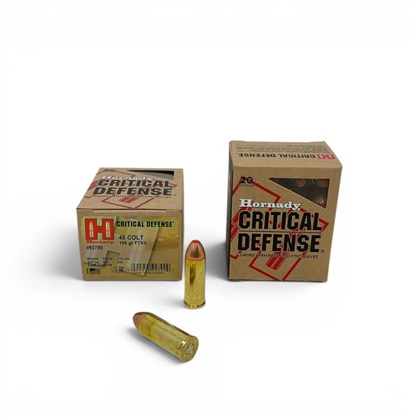 Hornady Critical Defense 45 Colt 185 Grain FTX Ammunition, 40 Rounds