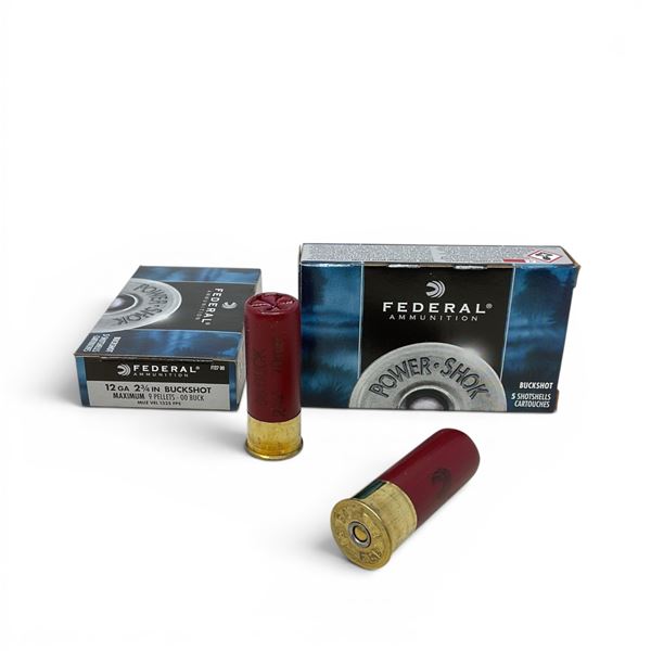 Federal Power Shok 12 Ga 2 3/4" 00 Buck Ammunition, 10 Rounds